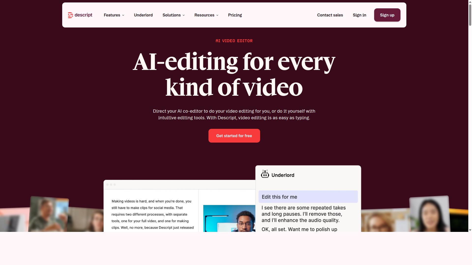 Descript website